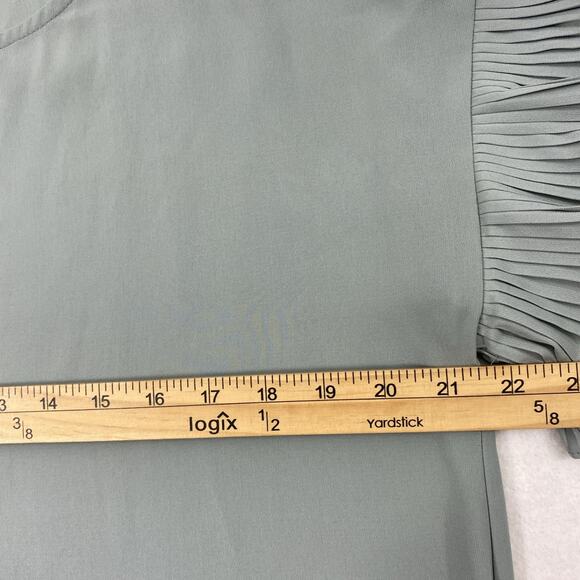 Wishlist Apparel Top Women Small Green Pleated Flutter Sleeve‎ Blouse Oversized - Picture 8 of 10